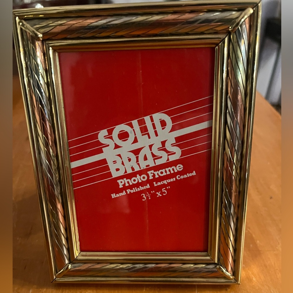 Vintage Solid Brass Tri-Tone Braided Photo Frame 3.5x5 Craft Inc